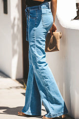 Vaqueros con cintura lazada y lavado azul On the Road