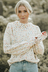 Suéter de manga larga con lunares coloridos Stay A While