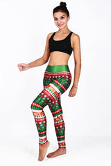Pantalones de yoga con estampado de luces navideñas