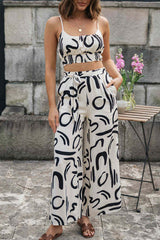 Conjunto de dos piezas de pierna ancha sin mangas con estampado Fresh Start