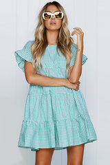 Vestido de bebé con mangas con volantes y capas de tartán