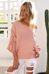 Blusa con mangas abullonadas y cordón ajustable Taking it Easy