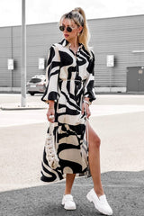 Let's Get Going Print Long Sleeve Maxi Dress