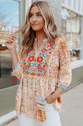 Everyday Cutie Boho Embroidery Long Sleeve Top