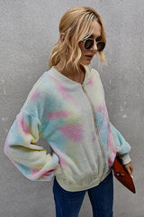 Ready For Fall Tie-Dye Fluffy Jacket