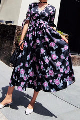 Vestido largo abierto con botones en color rosa