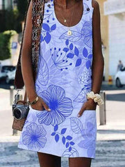 Vestidos rectos de moda para mujer sin mangas estampados