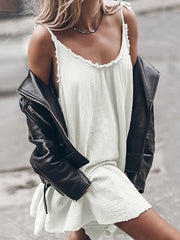 Schlichtes Neckholder-ärmelloses Damen-Midikleid mit Urlaubskleid