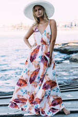 Vestido largo de playa elástico con estampado bohemio