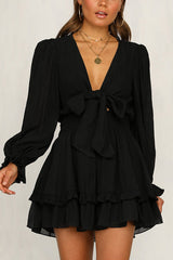 Express Yourself Ruffled Bowknot Mini Dress