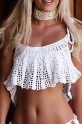 Ruffle Knit Bikini Crop Tank