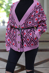 City Night Button-Up Heart Cardigan