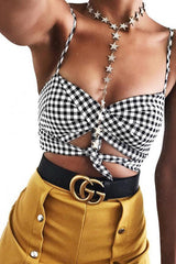 Sujetador con tirantes finos a cuadros escoceses