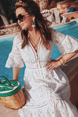 Spend Some Time Lace Midi Dress