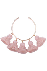 Pulsera metálica con flecos chic