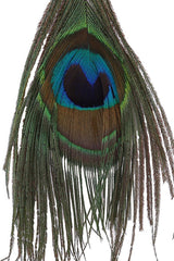 Pendiente de cristal con pluma de pavo real