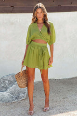 Have Some Fun V-Neck Short Sleeve Suit