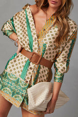 Vestido mini de manga larga con estampado bohemio "Nunca es tarde"