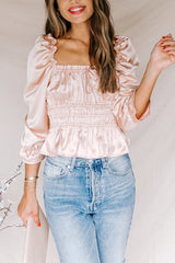 Sophisticate Cream Satin Ruched Top