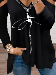 Camisas y blusas con estampado de libélulas de talla grande