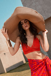 Sombrero de paja flexible de ala grande