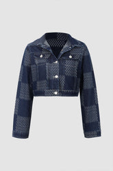Checkerboard Destroyed Denim Jacket
