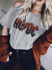 Coole T-Shirts mit offener Schulter und kurzen Ärmeln für Damen