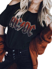 Coole T-Shirts mit offener Schulter und kurzen Ärmeln für Damen