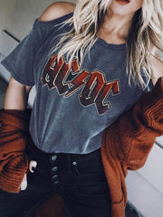 Coole T-Shirts mit offener Schulter und kurzen Ärmeln für Damen