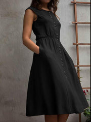 Ärmellose Skaterkleider mit schlichten Knöpfen