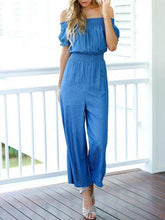 Schulterfreie, lange Jumpsuits mit weitem Bein