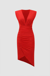 Vestido mini con escote en V profundo y dobladillo asimétrico