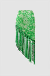 Falda asimétrica con borlas bordadas