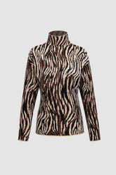 Abstract Stripe High Neck Knit Top