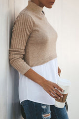 Double Layer High-Neck Knit Top