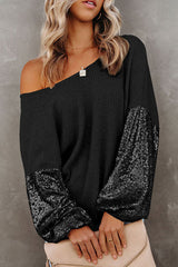 Style Skills Sequin Backless Long Sleeve Top