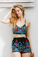 Rückenfreier Anzug im Boho-Stil mit Print