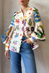 Top de manga larga con estampado bohemio y chic artístico