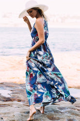 Boho Print Elastic Beach Maxi Dress