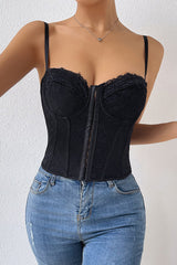 Hold Me Near Lace Backless Bustier Corset Crop Top