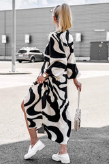 Let's Get Going Print Long Sleeve Maxi Dress