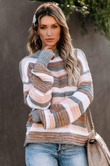 Suéter de punto de manga larga a rayas con sensación de diversión