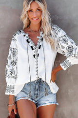 Blusa de manga larga con bordado bohemio Make Your Day