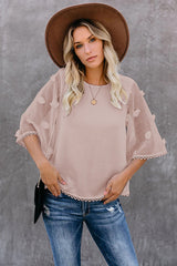 Wonderful Time Swiss Dot Half Sleeve Top