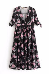 Vestido largo abierto con botones en color rosa