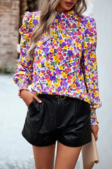 Blusa fruncida con mangas llamativas y estampado Certain Love