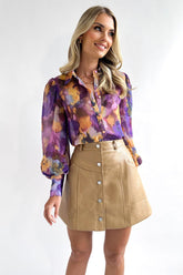 All About You Print Button Down Long Sleeve Top