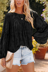 Mind On Sunshine Floral Jacquard Long Sleeve Top