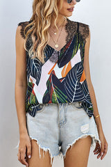 Your Sunshine Printed Lace Sleeveless Top