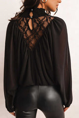 Feeling Like A Queen Black Lace Long Sleeve Top